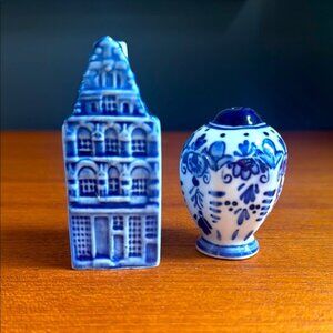 Blue and White Ceramic Art Set delft porcelain Dutch 647 as is